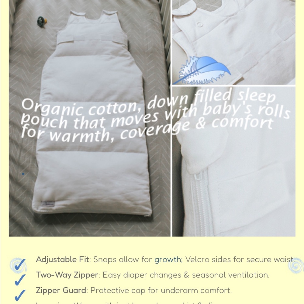 Kangapouch White Down and Organic Cotton Sleep Sack - Made in Canada